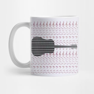 Guitar with Guitar overlay pattern on musical notes Mug